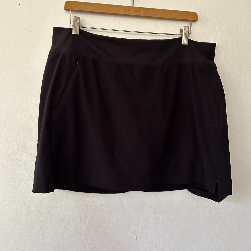 Athleta Soho Skort Womens 16 Black Modest Tennis Golf Pickleball Athleisure